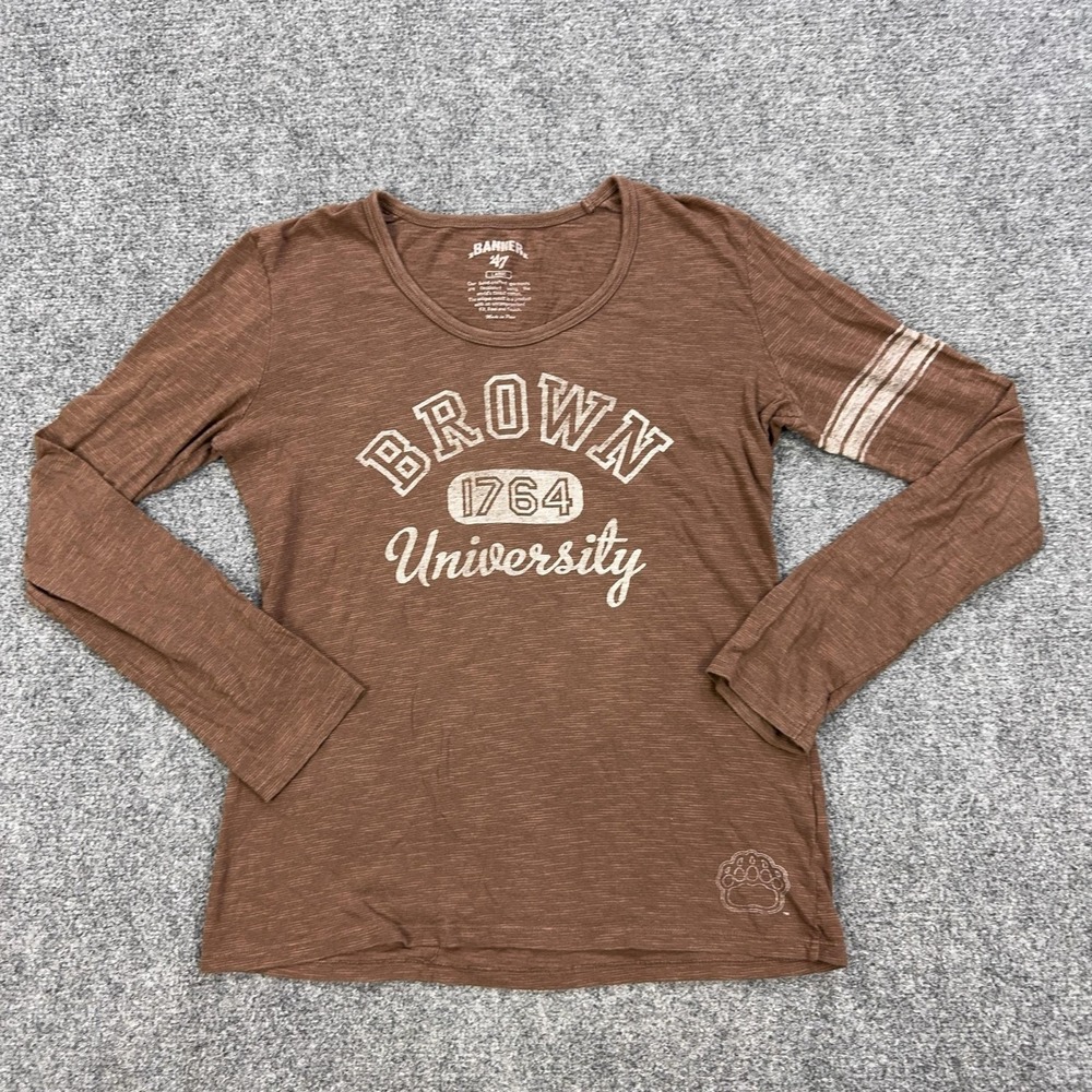 Brown Bears Shirt Womens Large Brown NCAA College Banner 47 Long Sleeve Tee Top